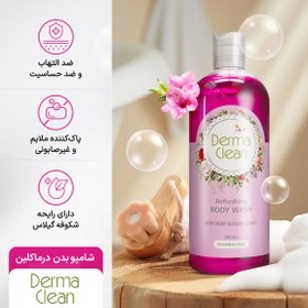 تصویر شامپو بدن خوشبو‌کننده بانوان عصاره شکوفه گیلاس حجم 500 میل درماکلین Women's Deodorizing Body Shampoo with Cherry Blossom Extract 500 ml Dermaclean