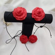 تصویر ست چوکر گل رز قرمز 