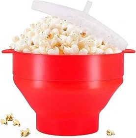 تصویر Popcorn Popcorn Microwave Silicone Lehsgy ، سازنده پاپ کورن سیلیکون با درب ، کاسه سازنده پاپ کورن قابل استفاده در مایکروویو قابل جمع شدن ، در مایکروویو یا اجاق گاز (قرمز) استفاده کنید LEHSGY Silicone Microwave Popcorn Popper, Silicone Popcorn Maker with Lid, Collapsible Hot Air Microwavable Popcorn Maker Bowl,Use In Microwave or Oven (Red)