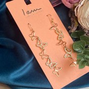 تصویر گوشواره آویز پروانه نگین دار طلایی زنانه شیک مجلسی 