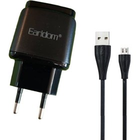 تصویر شارژر دیواری Earldom مدل ES-124 به همراه کابل تبدیل MicroUSB 