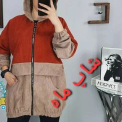 تصویر سویشرت زنانه مخمل کلاهدار جلو زیپ دار دوجیب 