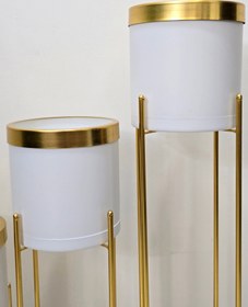تصویر ست گلدان و پایه ۳ سایزی - سفید / ۲۰ سانتیمتر Vase and stand set in 3 sizes