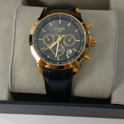 تصویر ساعت مچی زنانه بند چرمی مشکی طلایی سیتیزن 