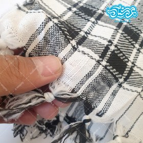 تصویر چفیه نخی سفیدرنگ طرح ایرانی کدs100 