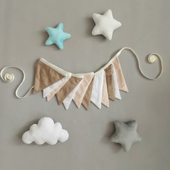 تصویر ریسه مثلثی رنگ نود آویز اتاق کودک nursery bunting triangle flag