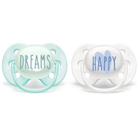 تصویر پستانک 0-6 ماه الترا سافت مدل happy&dreams فیلیپس اونت Avent Philips AVENT Ultra Soft Pacifier 0-6 Months Dreams and Happy Designs