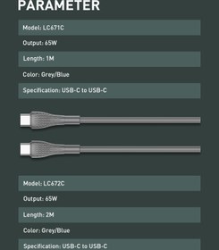 تصویر کابل شارژالدینیو مدل LC671C C to C LDNIO cable charger model LC671C