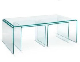 تصویر میز شیشه ای خم 