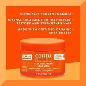 تصویر ماسک موی ترمیم کننده و تغذیه عمیق موهای فر و مجعد شی باتر کانتو Cantu Shea Butter وزن 340 گرم Cantu Shea Butter for Natural Hair Deep Treatment Masque