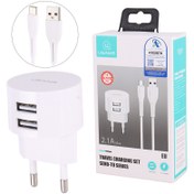 تصویر شارژر دیواری Usams XTXLOGT18TC 2Port 2.1A 10.5W + کابل تایپ سی Usams XTXLOGT18TC 2Port 2.1A 10.5W Wall Charger With Type-C Cable Cable