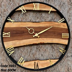 تصویر ساعت چوبی دیواری F693 چوب زال زالک 60Cm 