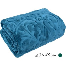تصویر پتو گلبافت مدل گل برجسته یکنفره سایز 220×160 سانتی متر - سبز سدری GolBaft Embossed Flower Single Blanket – 220×160 cm