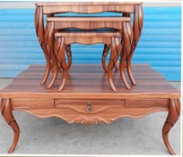 تصویر میز جلو مبلی و عسلی تودرتو طرح کلاسیک چوبی ۴ تکه 