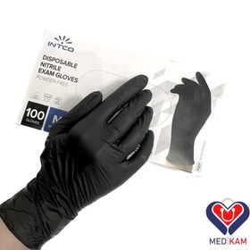 تصویر دستکش نیتریل اینتکو مشکی سایز Nitrile gloves