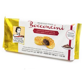 تصویر شیرینی پفی ویچنزی ایتالیا Vicenzi Bocconcini Chocolate Creamy با مغز کرم شکلاتی 125 گرم 