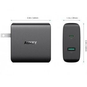 تصویر شارژر دیواری ۲ پورت آکی مدل Aukey Amp USB-C PA-BY10 