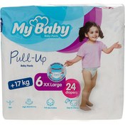 تصویر ماي بيبي پوشک شورتي بچه پول آپ 17 کيلوگرم سايز 6 24عددي MY BABY PULL-UP 17KG SAIZ6 DUBLE 24 DIAPERS