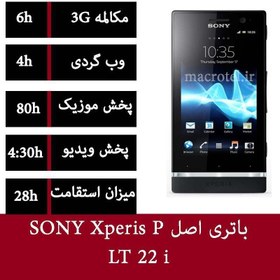 تصویر باتری اصلی Sony Xperia P LT22i باتری اصلی Sony Xperia P LT22i