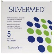 تصویر پانسمان نقره چسب دار سیلور مد یوروفارم Eurofarm Silvermed سایز ۱۰*۱۰ سانتی متر 