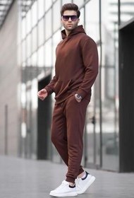 تصویر ست گرمکن ورزشی چند رنگ مردانه تیم اصلی TRACKSUIT با کاپوت قهوه ای تلخ 5928 مدمکست Madmext 