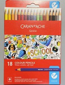 تصویر مداد رنگی آبرنگی 18 رنگ سوییسی caran d ache caran d ache color pencil