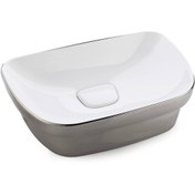 تصویر روشویی روکابینتی ترانی سفید نقره ای نوین سرام Terani Top Counter Basin