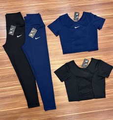 تصویر ست لگ و کراپ پشت بندی ورزشی کد 3665 