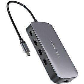 تصویر هاب تایپ سی 6 پورت و حاظه اس اس دی 512 گیگابایت پاورولوژی مدل PWSDHB512 Powerology 512GB USB-C Hub & SSD Drive All-in-one PWSDHB