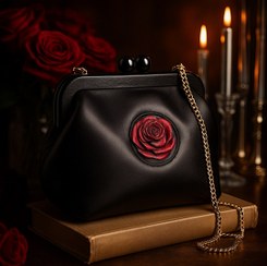 تصویر کیف چرم طبیعی گاوی دهانه چوبی 