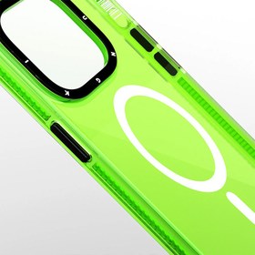 تصویر قاب یانگکیتYOUNGKIT مدل Crystal Colors مگ سیف دار سبز - Youngkit Green Transparent Crystal Glossy Magsafe iPhone 13/14/15 Case 