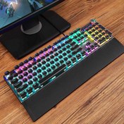 تصویر AULA Mechanical Gaming Keyboard Blue Switches,Rainbow LED Backlit,Ergonomic Wrist Rest,Aluminum Base,Full Size 108 Keys Anti-Ghosting,Macro Programmable Computer Keyboard Wired for PC Laptop 