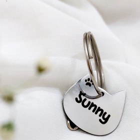 تصویر پلاک سرِ گربه مدل sunny - ۲.۵ سانت / ۳حک / طلایی 