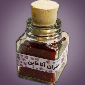 تصویر بطری شیشه ای مکعبی زعفران – 2 گرم زعفران سوپرنگین – کد 1801 