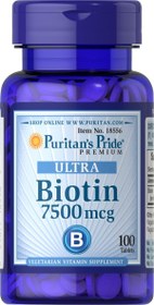 تصویر بیوتین 7500 میکروگرمی پیوریتنز پراید / Puritan’s Pride 7500 MCG Biotin 