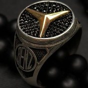 تصویر انگشتر نقره با آرم مرسدس بنز |10.59گرم| 