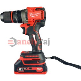 تصویر دریل شارژی میلواکی 36 ولت مدل پک کامل Milwaukee full pack 36V model rechargeable drill three metal systems