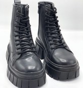 تصویر بوت مردانه برشکا رویه مایکرو درجه یک زیره لاستیک رنگ مشکی مد ۲۰۳ - ۴۳ BERSHKA