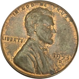 تصویر سکه آمریکا 1 سنت آمریکا وان سنت 1953 سری D 