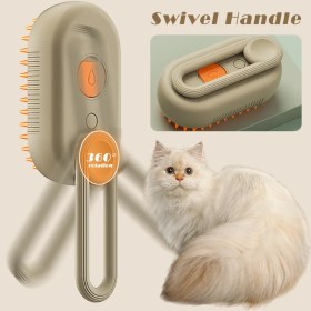 تصویر برس سیلیکونی بخار سرد مدل دسته دار ۳۶۰ درجه Pet Steam Brush Cat