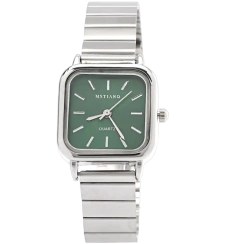 تصویر ساعت مچی زنانه بند استیل صفحه مربع رنگی 