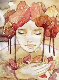 تصویر عکس با کیفیت دخترانه با چهره غمگین و تم قهوه ای 