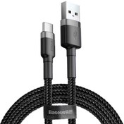 تصویر کابل تبدیل USB به USB-C باسئوس مدل CATKLF-CG1 Cafule طول 2 متر Baseus cafule Cable USB For Type-C 2A 2M Gray+Black CATKLF-CG1