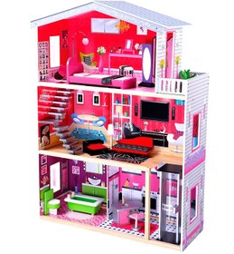 تصویر خانه عروسکی چوبی با مبلمان برند generic Wooden Doll House With Furniture