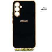 تصویر قاب گوشی Galaxy A24 4G سامسونگ طرح ژله ای مای کیس گلد لاین دور طلایی محافظ لنز دار مشکی کد 10 