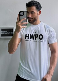 تصویر تیشرت آستین کوتاه ورزشی مردانه پارچه تنفسی نایک - سفید / M 