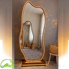 تصویر آینه قدی نئون پایه دار - طرح صخره 