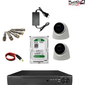 تصویر پکیج دوربین مداربسته دام پلاستیکی 2 عددی با لنز 3 مگاپیکسل دارای دید در شب IR 