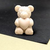 تصویر بیس خام خرس تدی گلدار قلب به دست، ارتفاع ۸ و ۶ سانت، رها مال - ۶ سانت 