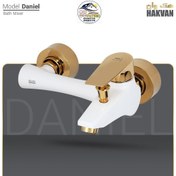 تصویر شیر اهرمی هکوان مدل دنیل سفید طلایی - شیر اهرمی دوش دنیل سفید طلایی Hequan lever faucet , Daniel model, white gold